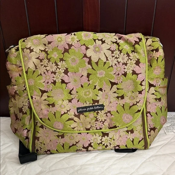 Petunia Pickle Bottom Floral Baby Bag in Brown and Pink - Picture 1 of 3
